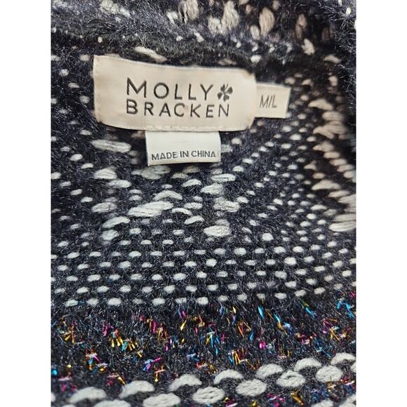 Anthropologie Molly Bracken EUC Wrap Sweater Cardigan Poncho M/L Bohemian Aztec - Picture 2 of 16